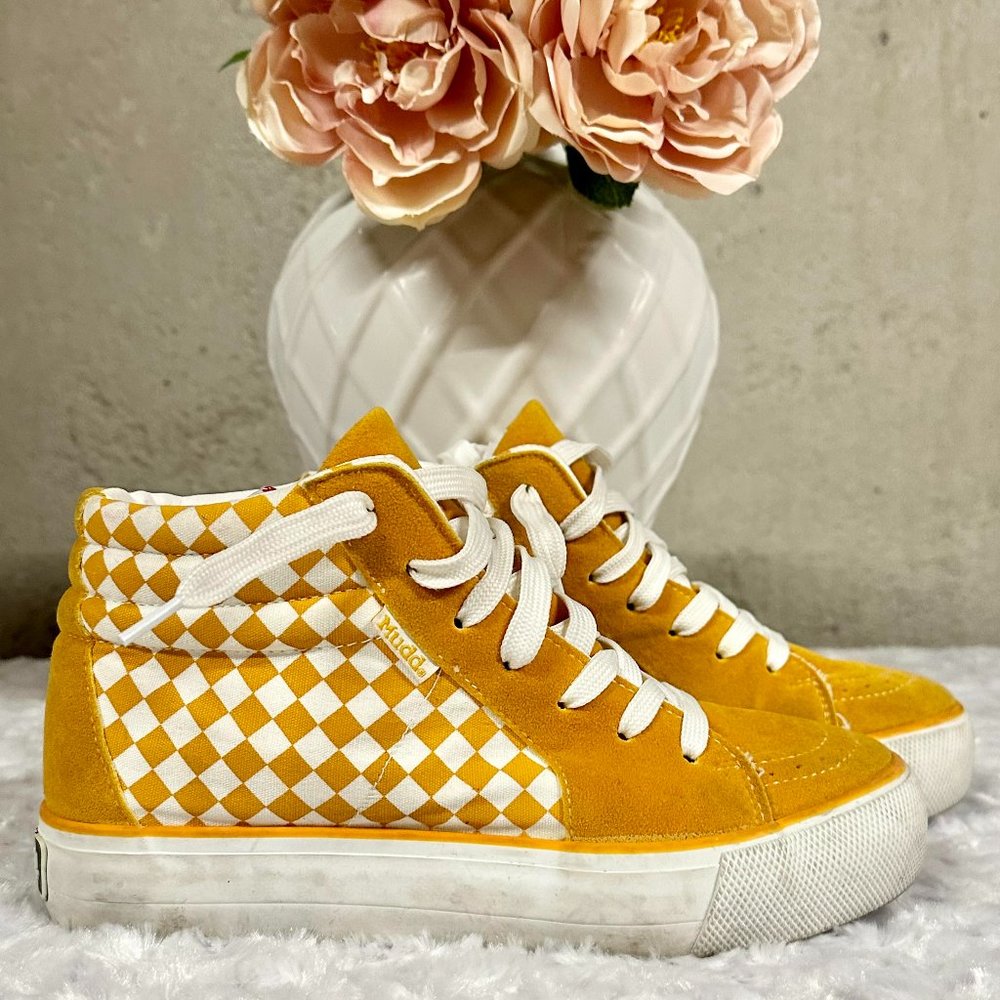 Mudd Golden Yellow Checkered High Top Sneakers